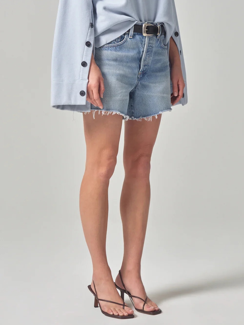 Citizens Of Humanity Annabelle Long Shorts in Light Blue Denim High-Rise